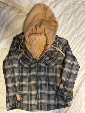 Carhartt Men's M Plaid Fleece Flannel Button-Down Relaxed Fit Hoodie